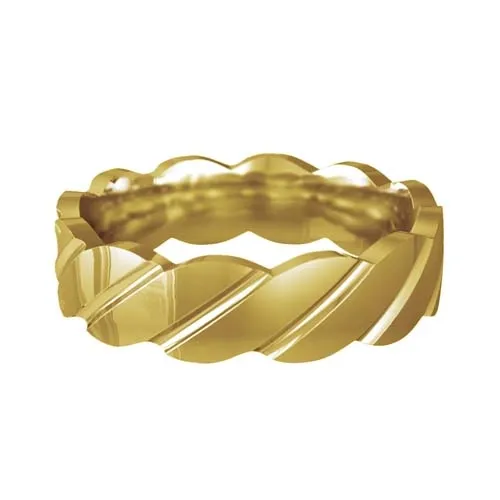Patterned Designer Yellow Gold Wedding Ring - Tenere